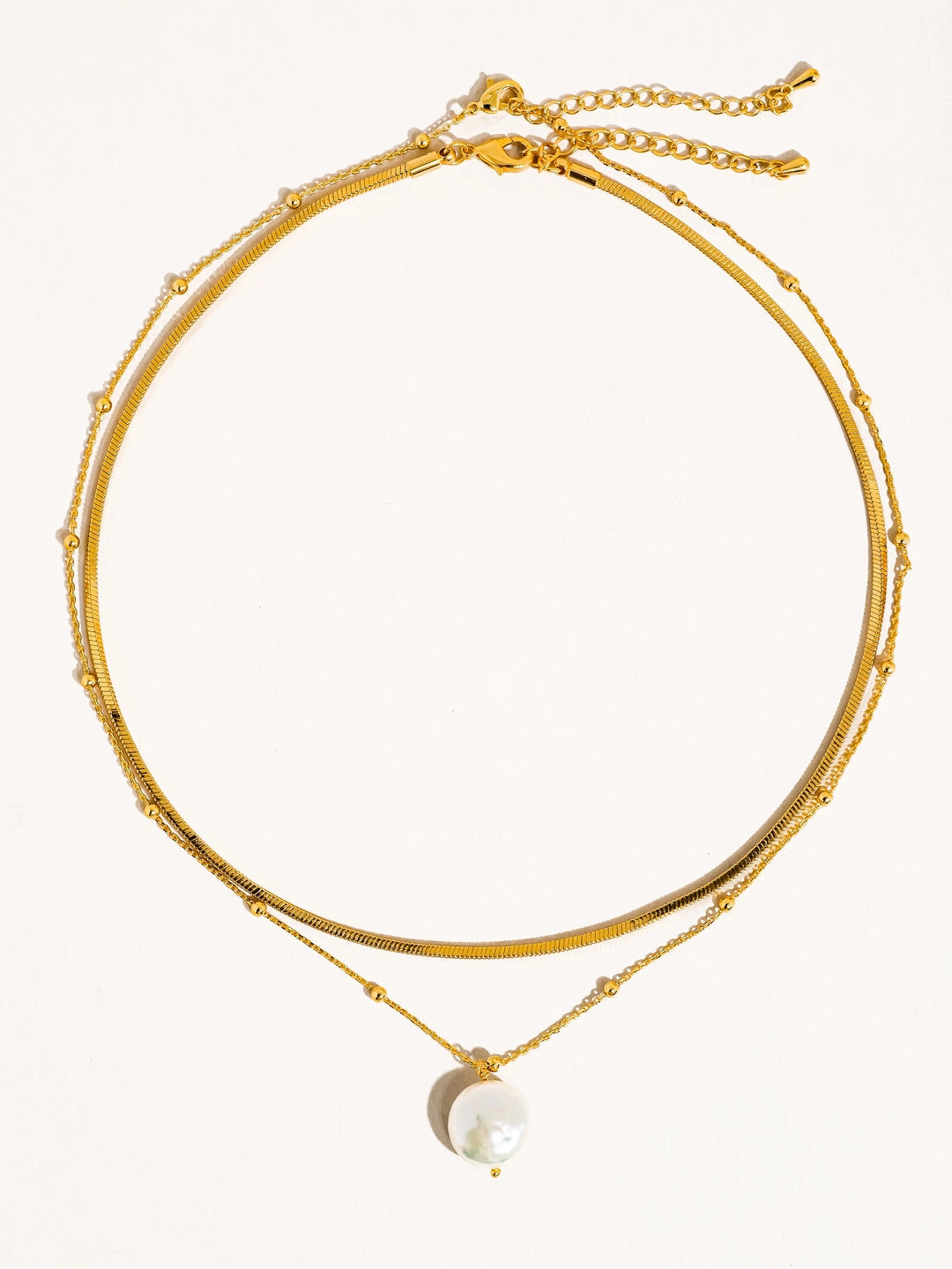 Bindi 18K Gold Layered Pearl Chain Necklace